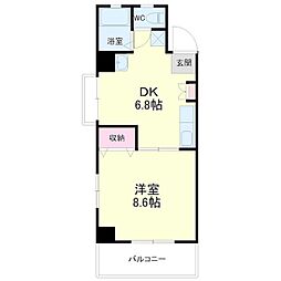 ライフ第6マンション藤枝駅前 1DKの間取図画像