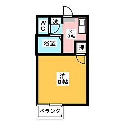 フロラシオン六合 1Kの間取図画像