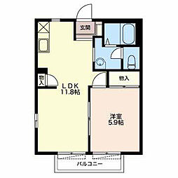 コーポ月坂 1LDKの間取図画像