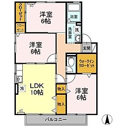 ファミールB 3LDKの間取図画像