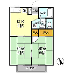 ティファニーM2A 2DKの間取図画像