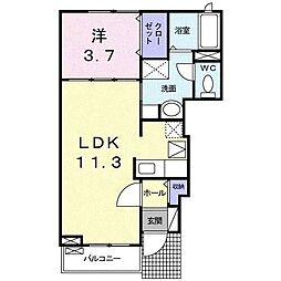 ラ・ムール 1LDKの間取図画像