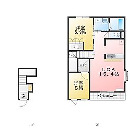 ビレッジ栄 2LDKの間取図画像