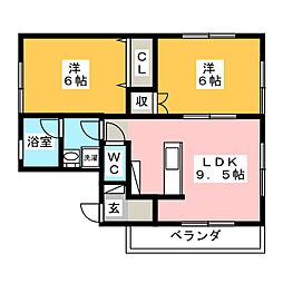 リバープレイン 2LDKの間取図画像