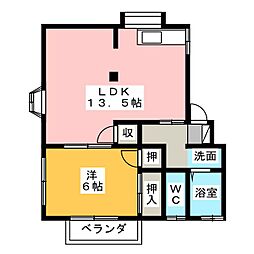 コーポ増田A 1LDKの間取図画像