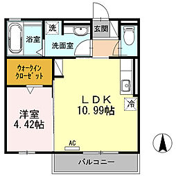 フェリーチェ 1LDKの間取図画像