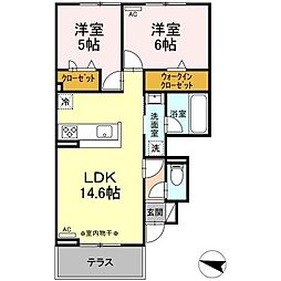 カーサ・ソレイユ 2LDKの間取図画像
