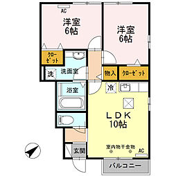 ピースフル 2LDKの間取図画像