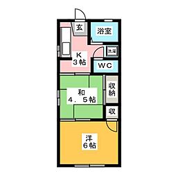 リバティ高柳 2Kの間取図画像
