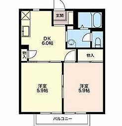 桜通りD 2DKの間取図画像