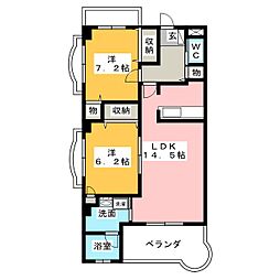 ラフィーネ掛川b2 2LDKの間取図画像