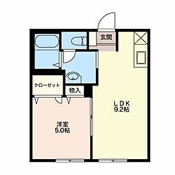 リヴュールB 1LDKの間取図画像