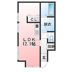 中央アパート ワンルームの間取図画像