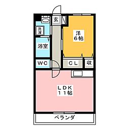 プリマクラッセ 1LDKの間取図画像