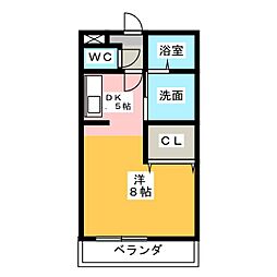 ララヒルズPART1 1Kの間取図画像