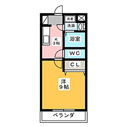 ビーフルアルファ 1Kの間取図画像