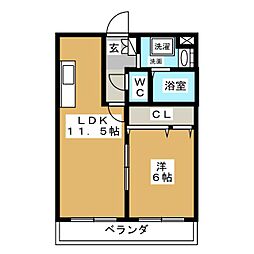アスティオン2 1LDKの間取図画像