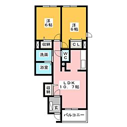 ブローテB 2LDKの間取図画像