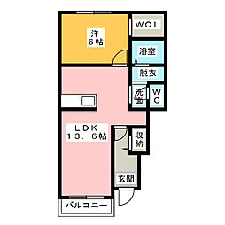 ランドネ2 1LDKの間取図画像