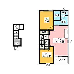 ユートピア 2LDKの間取図画像