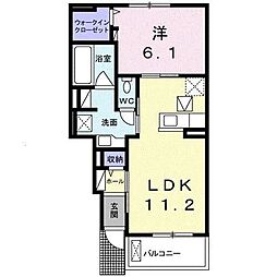 エバーグリーン 1LDKの間取図画像