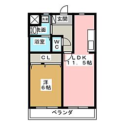 アスティオン2 1LDKの間取図画像