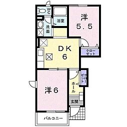 グリーンフィール2 2DKの間取図画像
