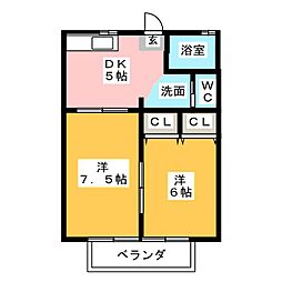 グランドステージ 2DKの間取図画像
