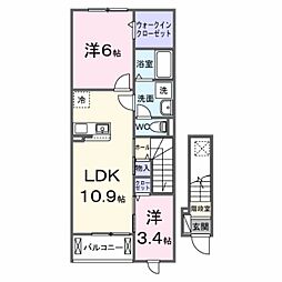 プラシード掛川 2LDKの間取図画像