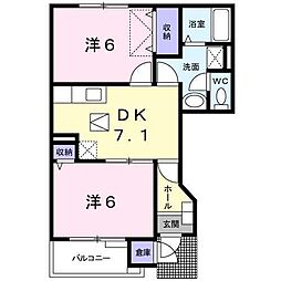プロスパー2 2DKの間取図画像