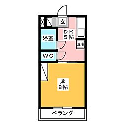 ヴィラ寺ケ谷2 1DKの間取図画像