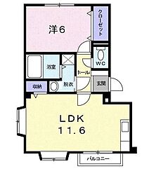 アルビオンA 1LDKの間取図画像