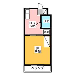 シャンブル24 1DKの間取図画像