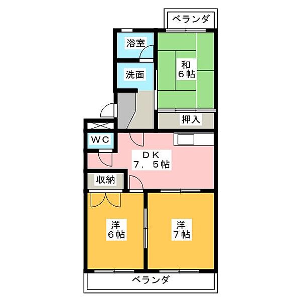 コーポトマトII ｜静岡県富士市石坂(賃貸マンション3DK・2階・61.25㎡)の写真 その2