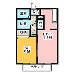 ソレイユ長沢1 1LDKの間取図画像