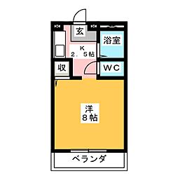 サンガーデン荒田島 1Kの間取図画像