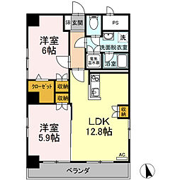 清和ビル 2LDKの間取図画像