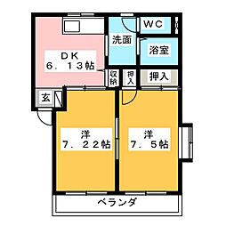 フローラ・フジ 2DKの間取図画像