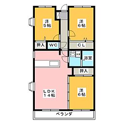 サニーコート富士 3LDKの間取図画像