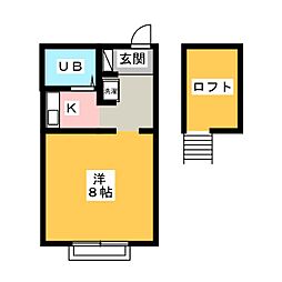 シティーハイツ入山瀬1 1Kの間取図画像
