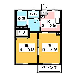 サニーハイツかまいし2 2Kの間取図画像