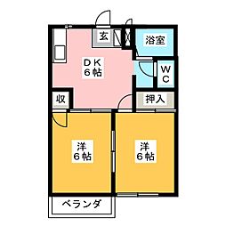 エルディムよしかわ 2DKの間取図画像