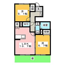 ローズスクエアD 2LDKの間取図画像