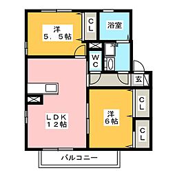 リヴェール 2LDKの間取図画像
