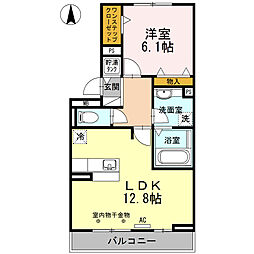グランデタカオカC 1LDKの間取図画像