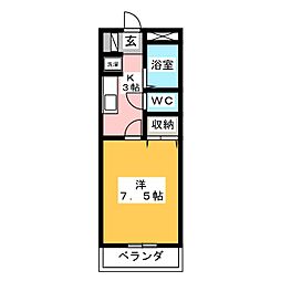 メルヘン21 1Kの間取図画像