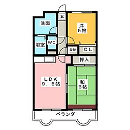 リバーサイド富士 2LDKの間取図画像