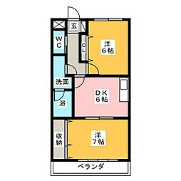 メリッサ原田 2DKの間取図画像