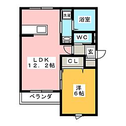 メゾンドソレイユ富士 1LDKの間取図画像