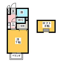 ミルキィウェイ 1Kの間取図画像